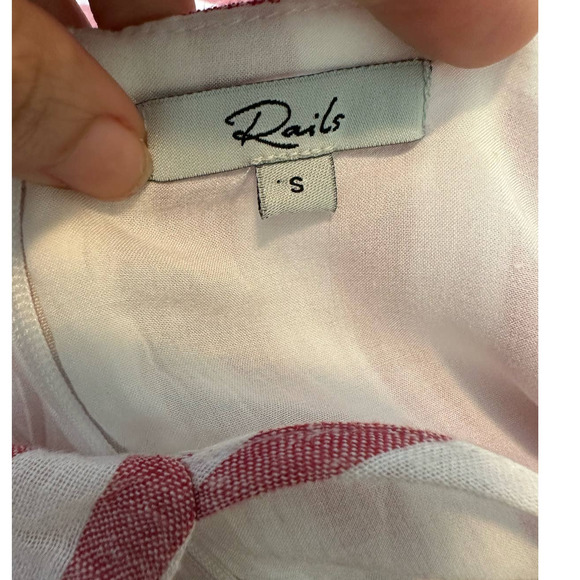 Rails pink white pin stripes sleeveless ruffle detail midi dress size Small - Picture 5 of 12